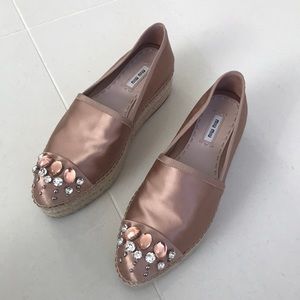 Miu Miu embellished satin platform espadrilles